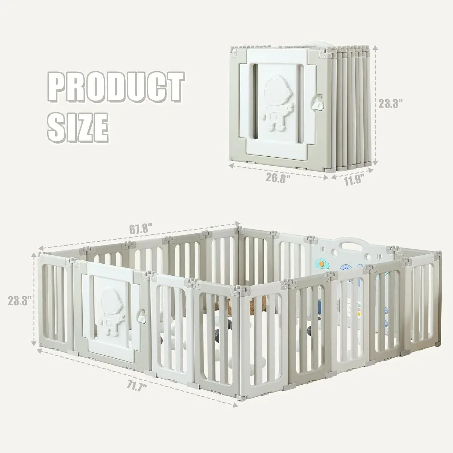 Penna da gioco pieghevole per neonati e bambini piccoli con 18 pannelli Box portatile extra large per cancello per bambini Ideale per interni ed esterni U