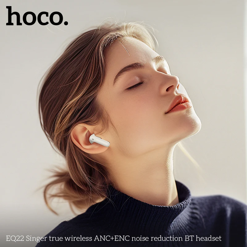 HOCO EQ22 TWS Wireless Earbuds BT 5.4 Headphones Stereo Ear Buds Noise Cancelling Mic LED Display 7H Playtime For Phones Sports