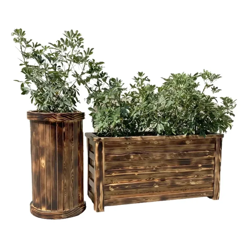 Commercial Large Flower Pots Wood Planter Boxes Flower Planters for Cafe