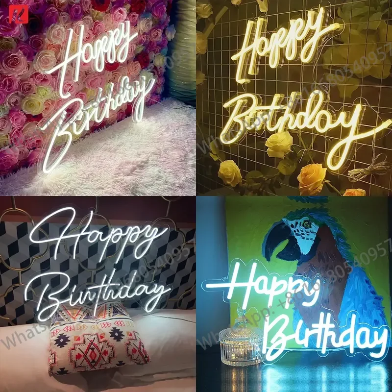 KEXIAN Customized Cheap Price High Quality Logo Background Decoration LED Neon Wall Lights for Shop Hotel Happy Birthday