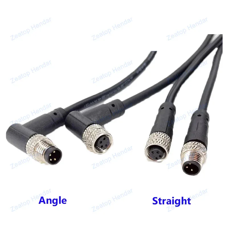 موصل مقاوم للماء للذكور والأنثى ، برغي معدني ، ذيل M8 ، سلك 2 متر ، 3 ، 4 ، 5 ، 6 ، 8 دبوس ، قابس زاوية مستقيم ، مستشعر طيران ، IP67 ، 1 #4