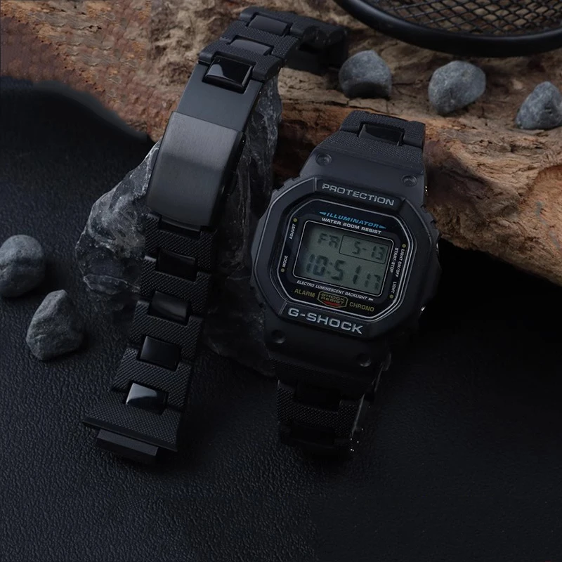 CASIO DW5600 DW-6900 DW9600 GW-M5610 GA2100 GM2100 16mm 볼록 조인트 블랙 시계 밴드 액세서리 용 플라스틱 스틸 시계 스트랩