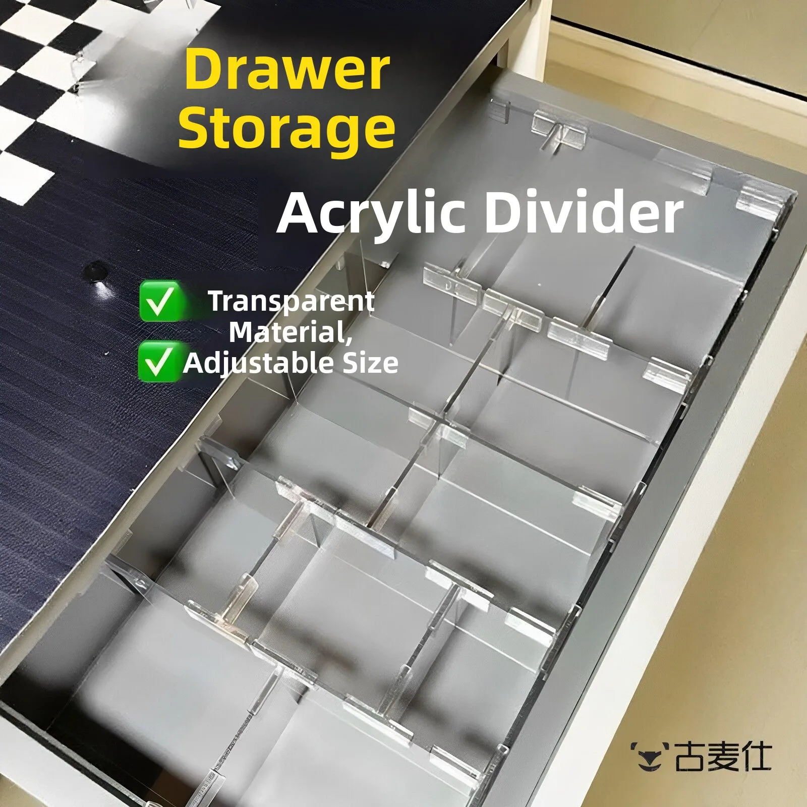 Adjustable Acrylic Drawer Divider Material Package Free Formation Storage Organizer Household Arrangement Tool Made in China