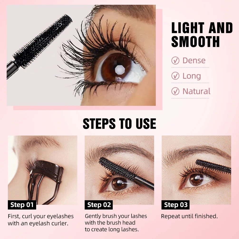 QIBEST Lengthening Black Mascara 4D Waterproof Silky Lash Cosmetics Eyelashes Extension Mascara Beauty Make Up Rimel For Women