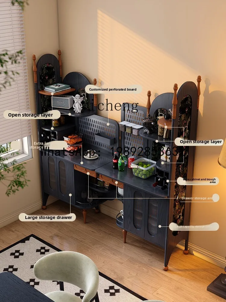 

Тумба-сервант X8 из массива дерева в стиле французского ретро, черный винтажный настенный шкаф для хранения для гостиной