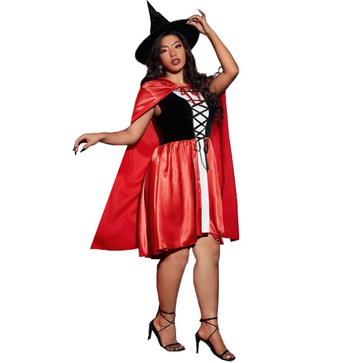 Cisas Cappuccetto Rosso Costume da strega Dr plus Size Donna grassa Abiti da gioco di ruolo Vestito da spettacolo teatrale