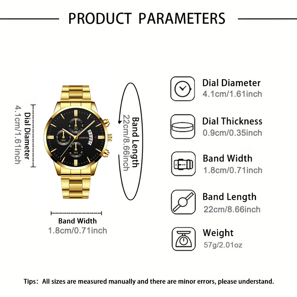 2pc men's fashionable quartz watch and versatile accessory set for daily wear as gifts for friends and family