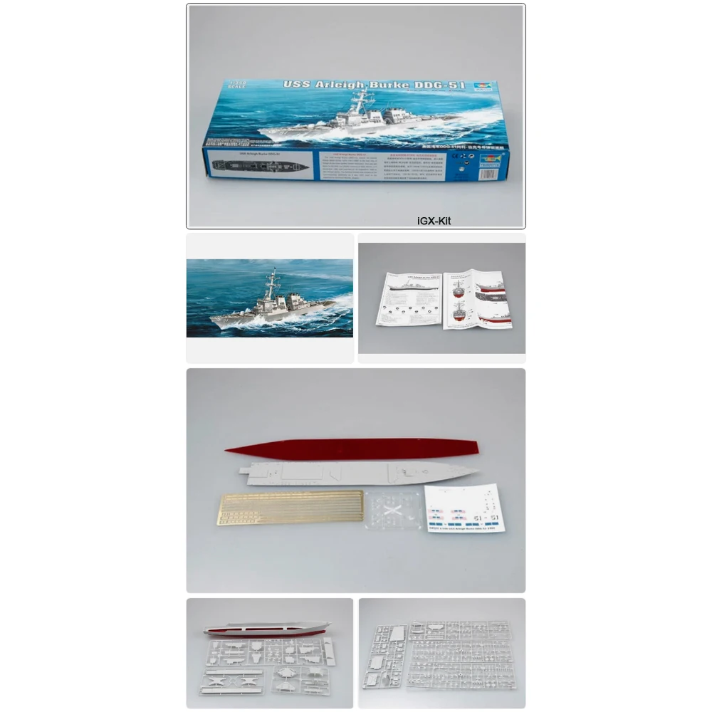 

Trumpeter 04523 Масштабная модель 1:350 USS Arleigh Burke DDG51 DDG-51, пластиковый сборный конструктор, военный корабль, игрушка для хобби