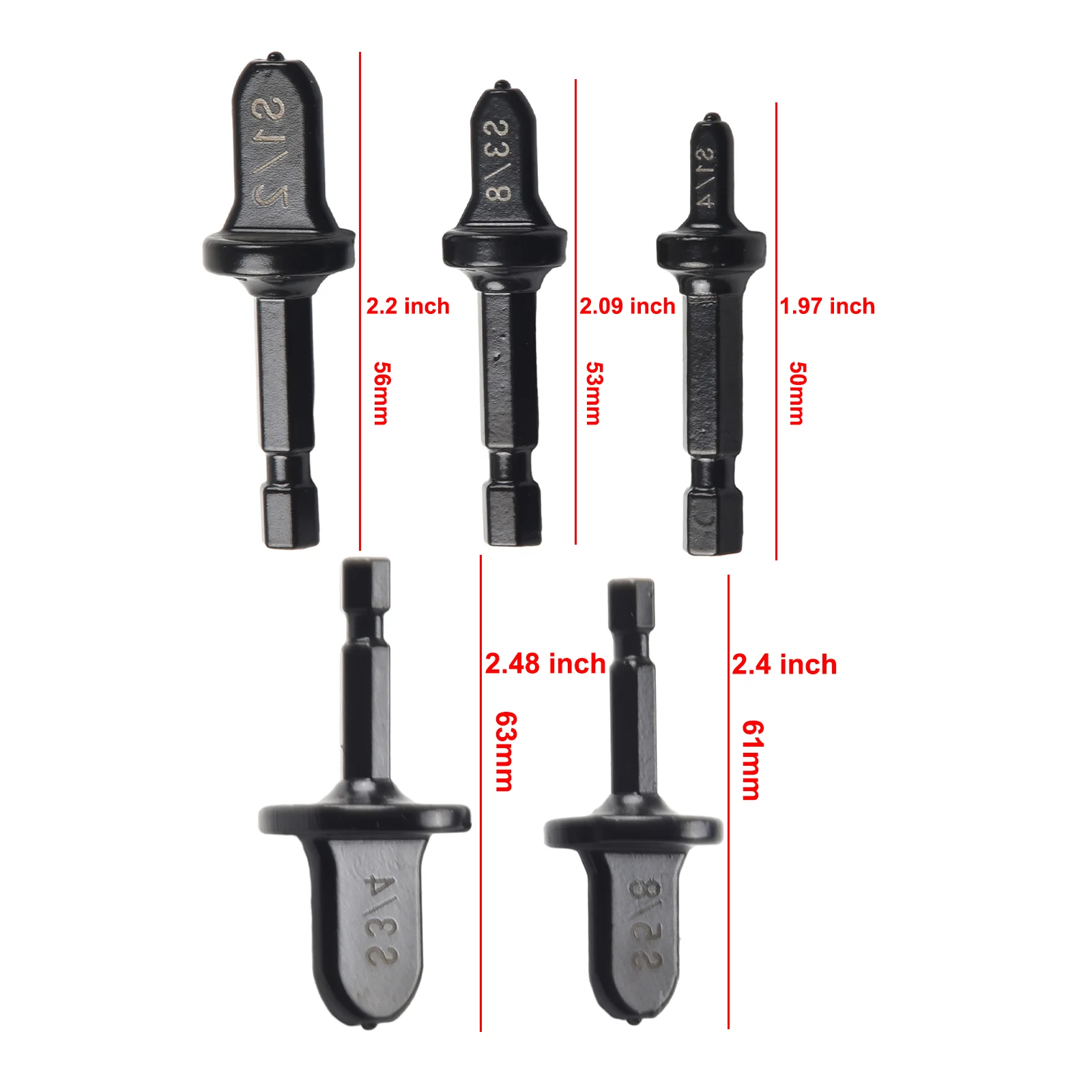 Swaging Flaring Tube Expander TOOL 5/8inch(15.9mm) 5pcs 63/61/56/53/50mm Black High Carbon Steel 1/2inch(12.7mm)