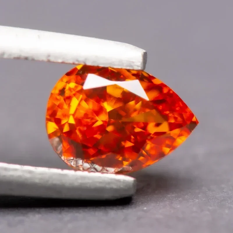 

Hot Sell Cubic Zirconia Wholesale No Certificate Crushed Ice Cut Pear Shape Orange Color Charms Beads for Diy Jewelry Making Ma