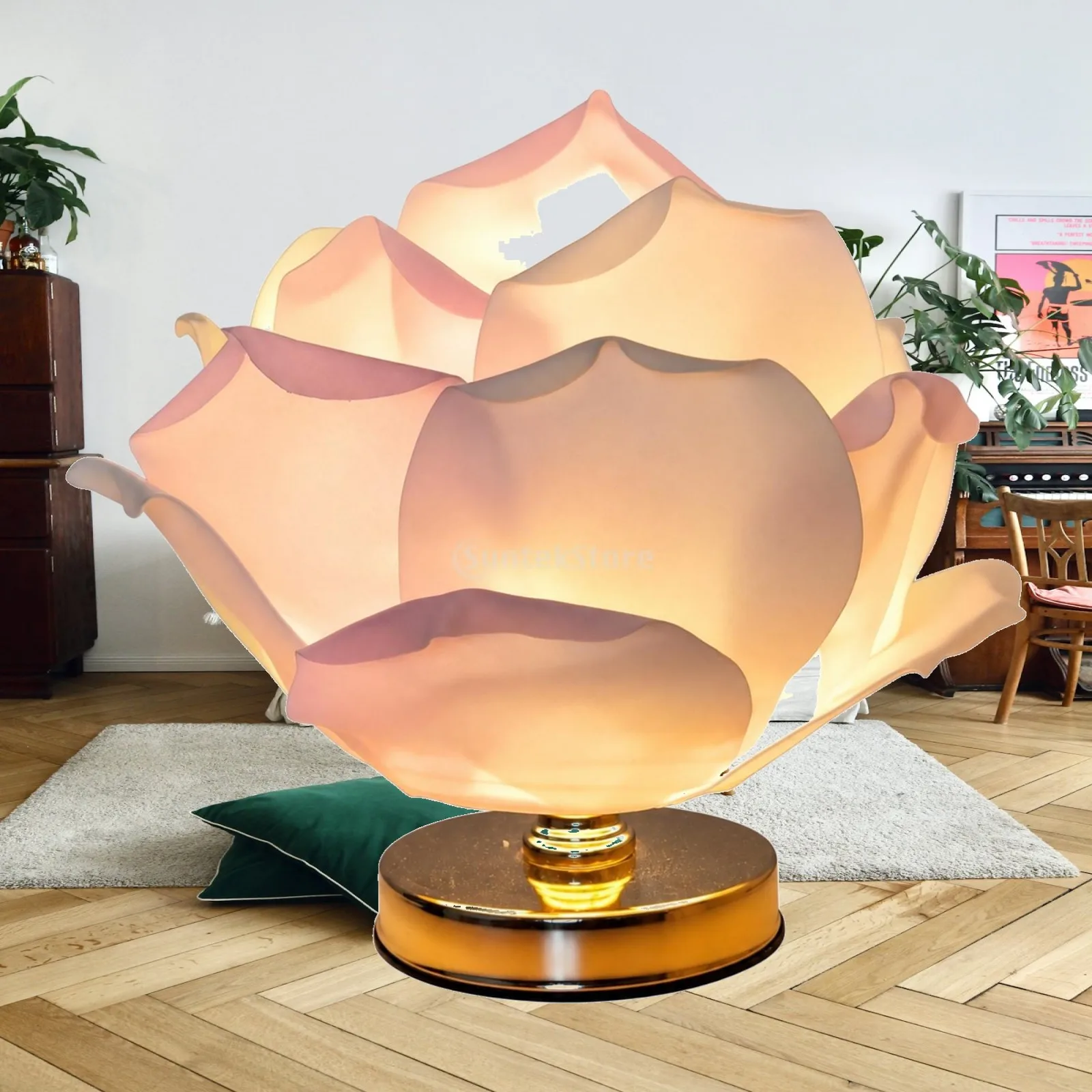 Adjustable Flower Shaped Table Lamp USB Dimming Aesthetic Petal Design Metal EVA Construction for Bedroom Living Room Cozy