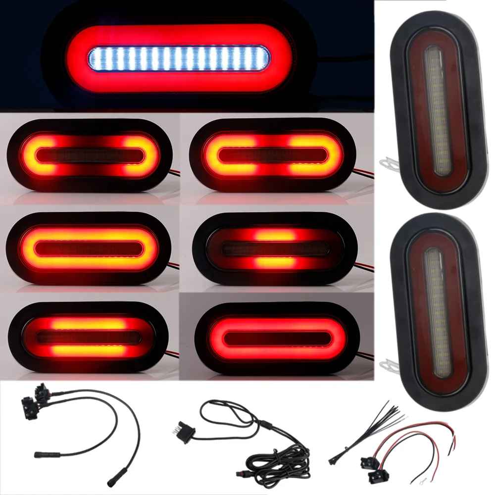 

Cargo Carrier LED Tail Light Kit with Wire Harness for 63152 59502 59550 6 inch Red Oval Trailer Brake Turn Signal Lights