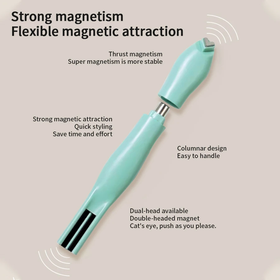 RSNAIL 4 in 1 Cat Eye Nail Magnet 3D Love Heart Nail Magnet Tool Green Multifunctional Nail Magnetic Stick for DIY Gel Polishing