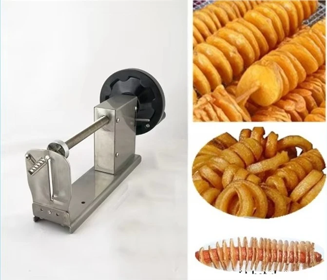 

Best Hand Shake Rotate Potato Slicer Tool Spiral Potato Chips Slicing Machine Tornado Potato Twist Hot Dog Tower Making Machine