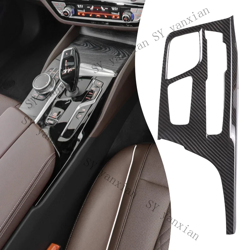 SY+ RHD Carbon Fiber Center Console Gear Panel Trim For BMW 5 Series 2018-2022