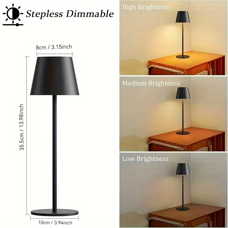 Cordless Rechargeable Led Table Lamp Touch Sensor Desktop Night Light 3 Levels Dimmable For Restaurant Hotel Bar Decor Lights