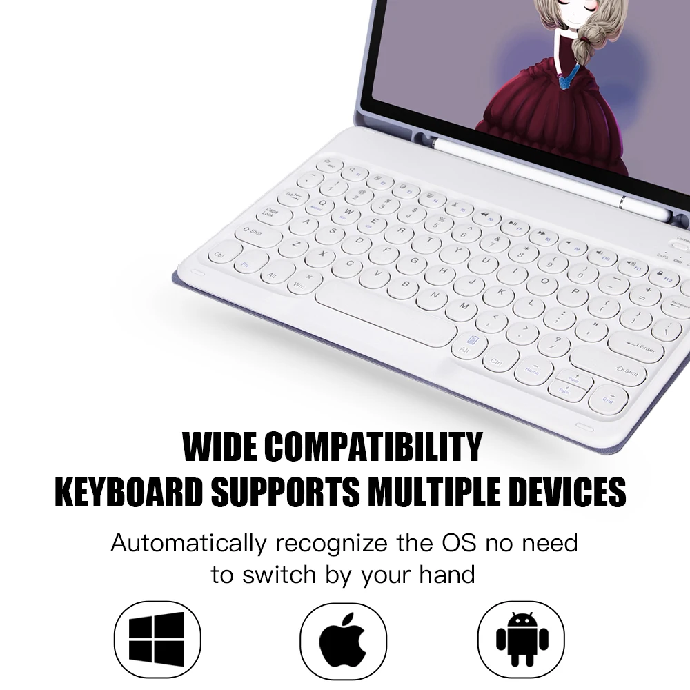 Imagem -03 - Capa de Teclado sem Fio Bluetooth Tablet Estojo Protetor Windows Android Ios Samsung Galaxy Tab a8 10.5 Sm-x200-x205 2023