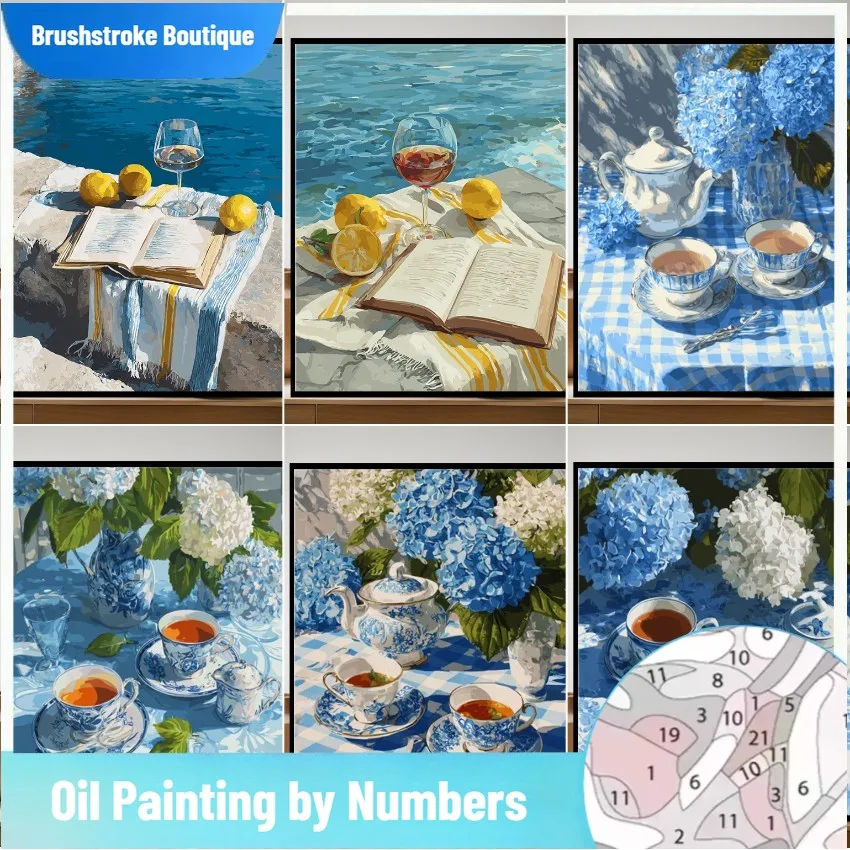 

Картина по номерам, картина маслом по номерам для взрослых, синий цветок, натюрморт, сделай сам, настенная живопись, цифровая картина на холсте, домашний декор ﻿