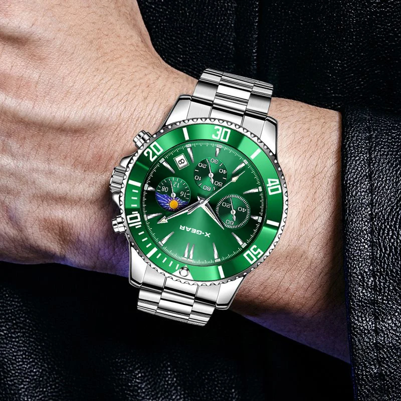 Men's Luminous Stainless Steel Quartz Watch, Chronograph