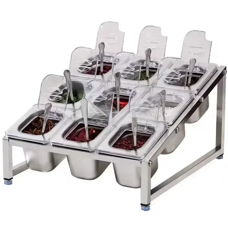 Stainless Steel Transparent GN Pans Visible Food Exhibition Plate Tray Milk Tea Shop Basin Container Storage Box With Rack