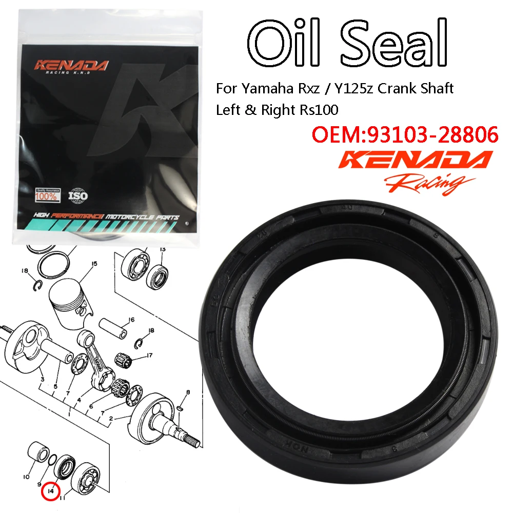 KENADA Racing For Yamaha Rxz / Y125z Crank Shaft Left & Right Rs100 Magnet Oil Seal Hly 93103-28806