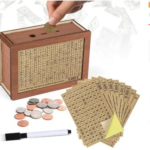 나무 돼지 저금통 자동 동전 카운터 일일 저축 추적기 10000 용량 홈 오피스 장식품을위한 대용량 돈 상자
