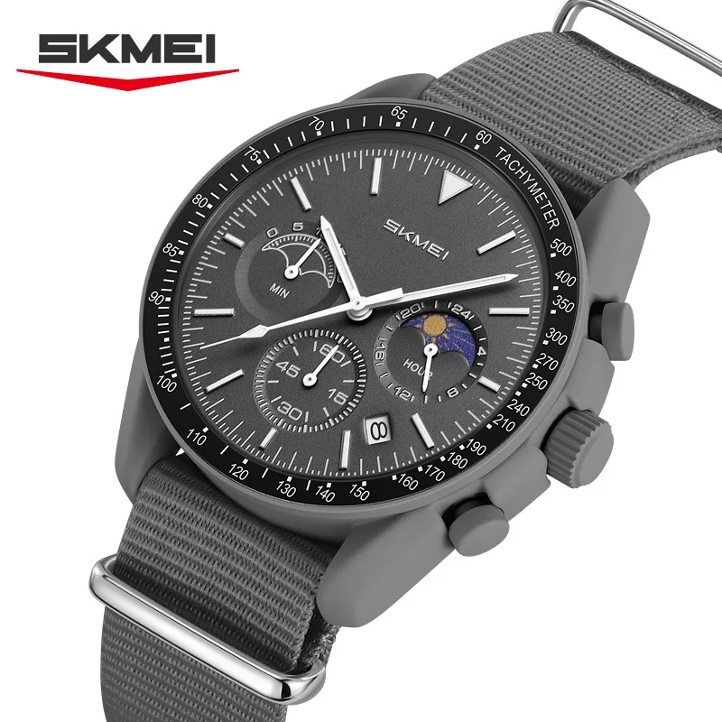 

Men's Casual Nylon Strap Quartz Watch Waterproof Fashion Multi-Function Star Design Trendy Timepiece