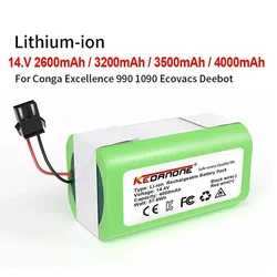 14.4V 4.0Ah Li-ion battery for Cecotec Conga Excellence 950 990 1090 Ecovacs Deebot DN621 601/605 Eufy RoboVac 35C Panda i7 V710