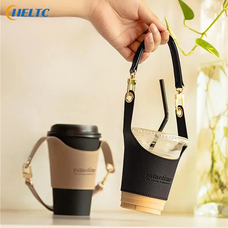 Leather Cup Cover Pouch Portable Water Bottle Sleeve Bag Leather Carrying Strap Insulating Cups Milk Tea Coffee Cups Accessories image 5
