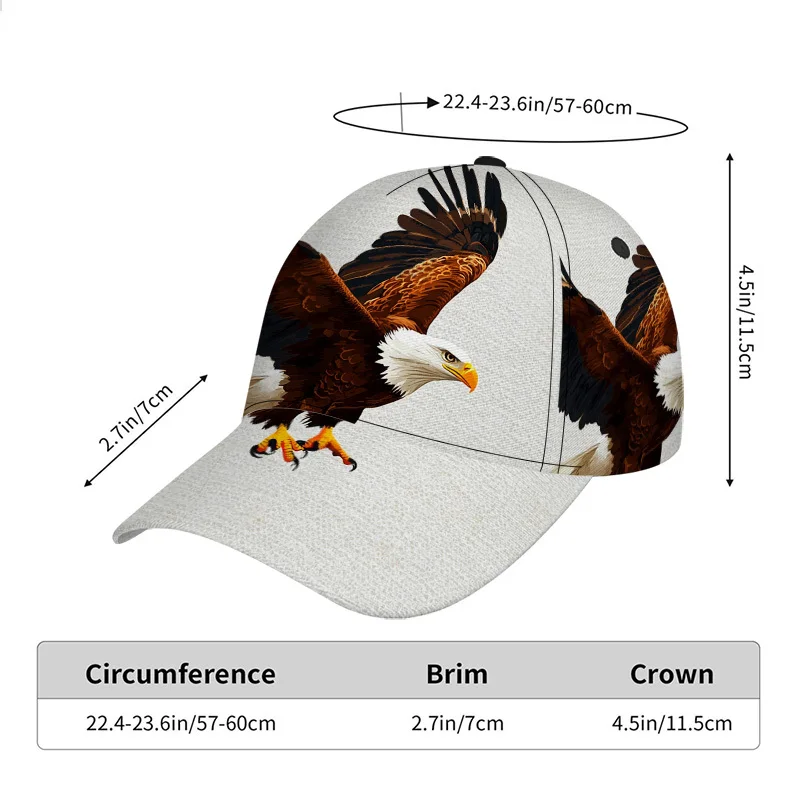 Eagle in Flight Print Classic Baseball Cap, Sun Hat for Urban Leisure Daily Hangouts Trendy Elegant Look Adaptable to Various