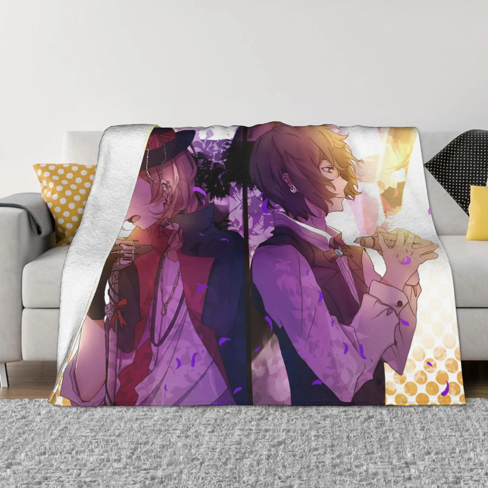 Chuuya Nakahara Osamu Dazai Blankets Flannel Autumn/Winter Anime Soft Throw Blankets for Bed Outdoor Bedspread