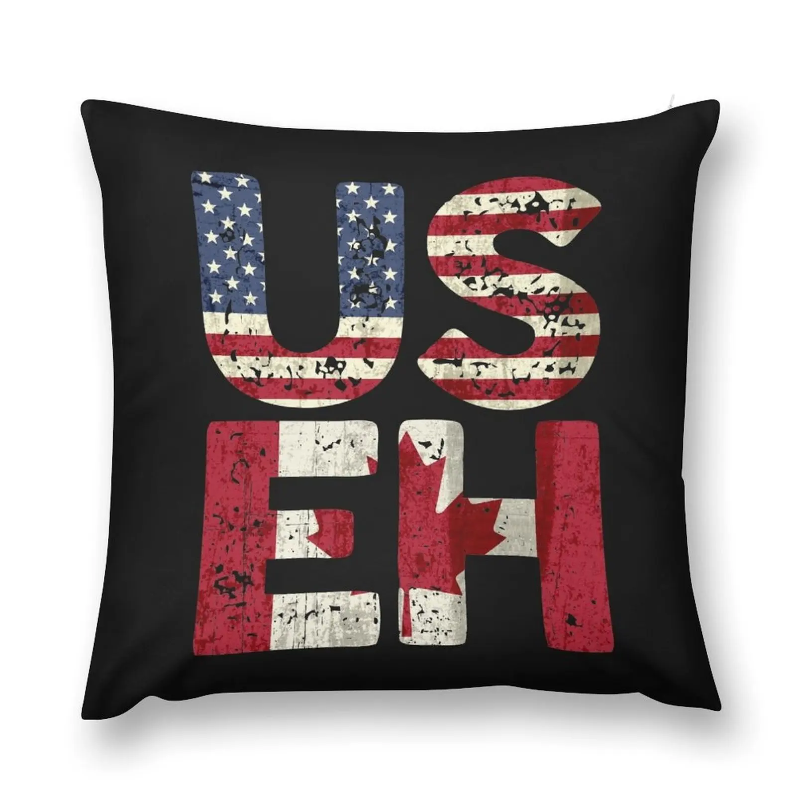 Canada US EH American Canadian Flag Vintage America Colors Patriotic Gifts Throw Pillow pillow cover luxury pillow