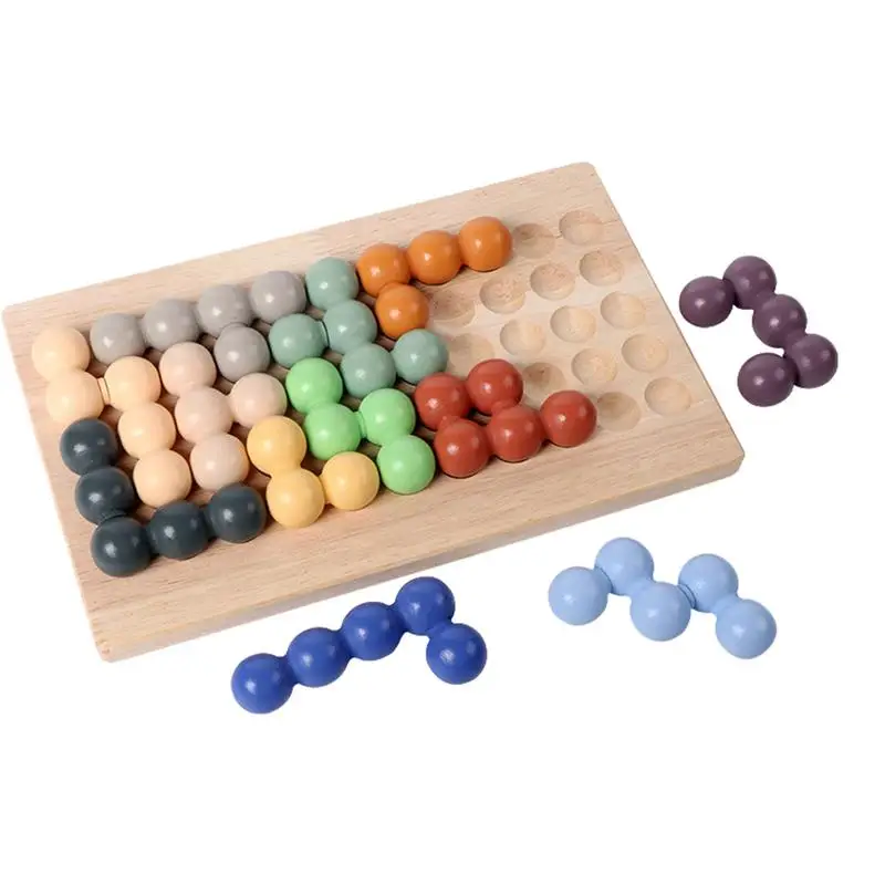 

Wooden Board Beads Game Bead Toys Stacking Rainbow Board Games 72 Challenges Brain Teaser Sorting Puzzle Game Educational Toys