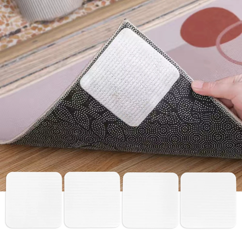 4pcs/Lot Anti Slip Anti Curling Carpet Patch Reusable Carpet Patch Fixed Sticker Washable Floor Rug Mat Tape Corners Pad