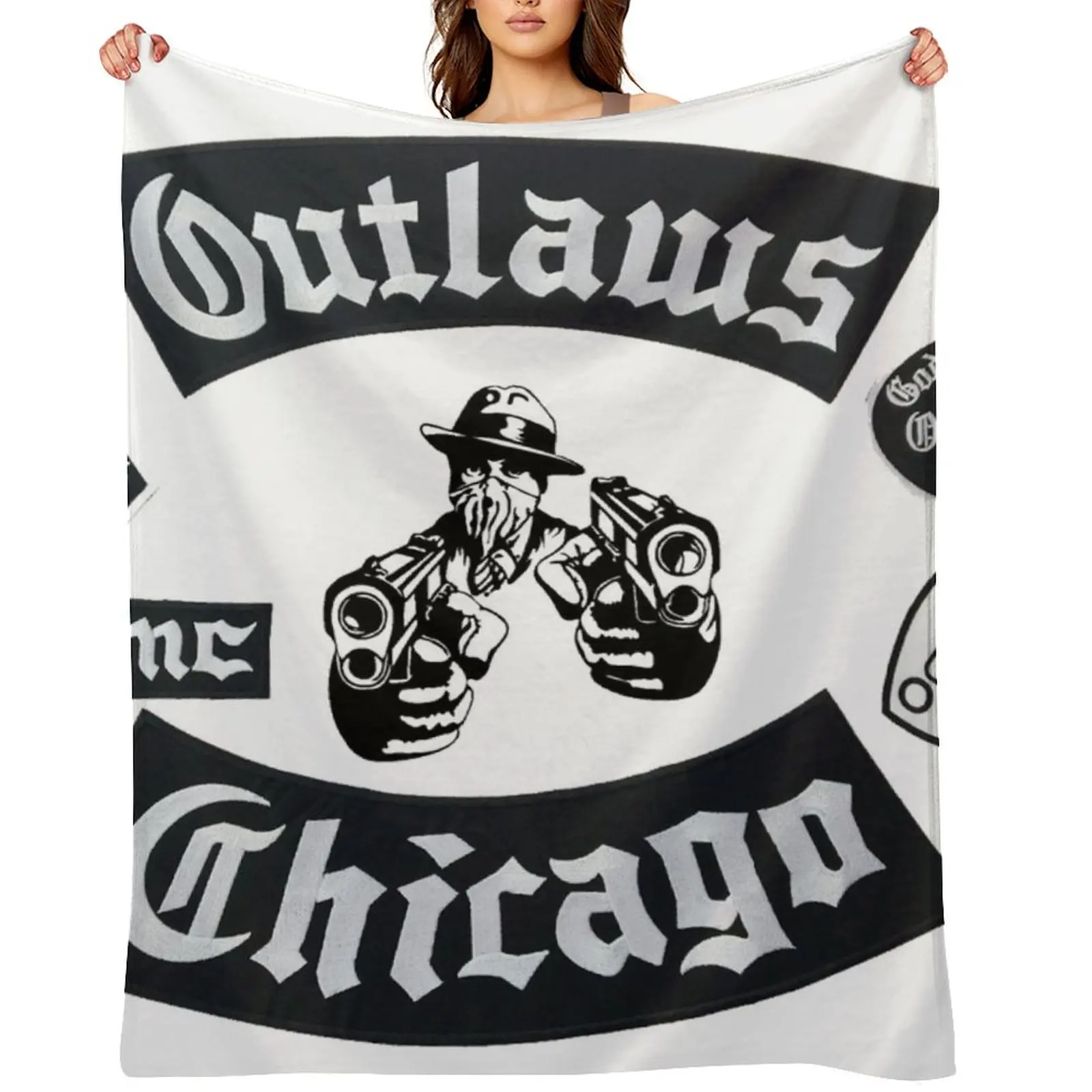 

CHICAGO OUTLAWS MOTORCYCLE CLUB Throw Blanket Thermal warm winter Cute Plaid Blankets For Baby Blankets