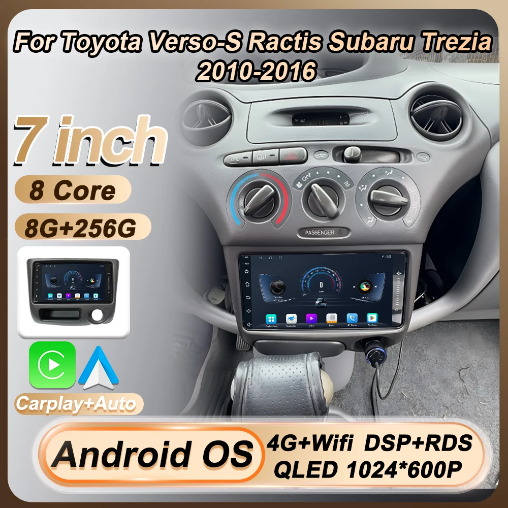 

Автоматический экран Carplay Android для Toyota Vitz Yaris Echo 1999-2005, автомобильный радиоприемник, навигация, GPS, 8-ядерный Bluetooth, Wi-Fi, без 2 Din DVD DSP