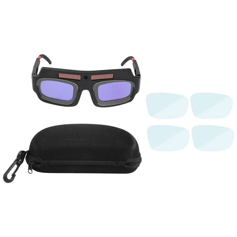 

Solar Powered Auto Darkening Welding Mask Helmet Goggles Welder Glasses Arc Anti-Shock Lens With Storage Case