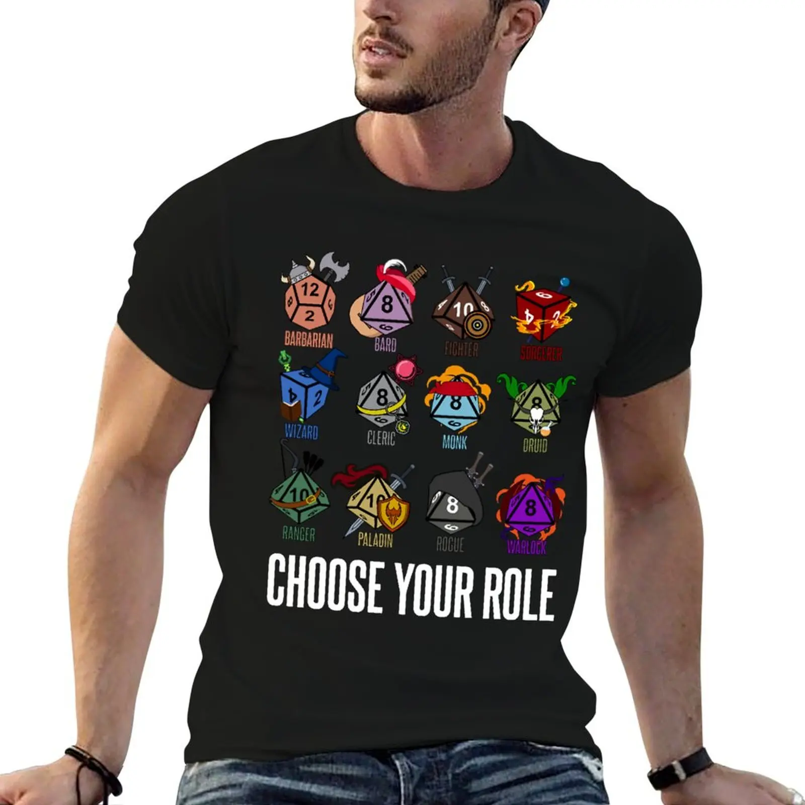 D&D Character Class Hit Dice T-Shirt cotton t shirts man 100% cotton t shirt pack t shirts for man cotton funny T-shirt