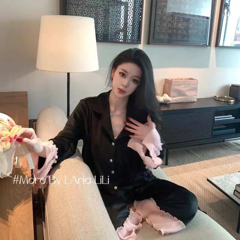 

Velvet Women's Sleepwear Pajamas Set Autumn Winter New Night Wear Pijamas Suit Loose Pyjamas Home Clothes Loungewear