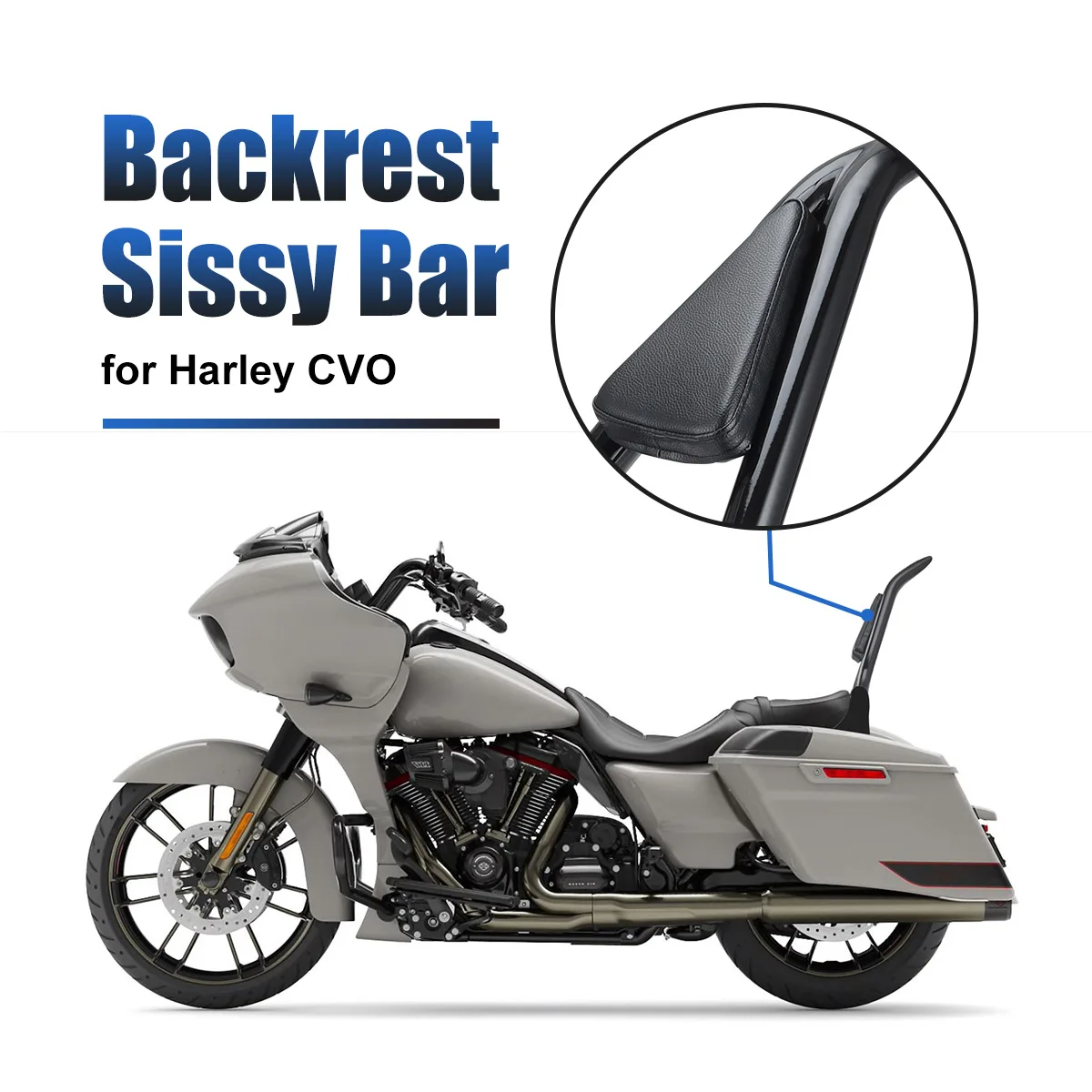 16 inch Integrated Backrest Sissy Bar for Harley Street Road Electra Glide Touring Road King 2009-2020