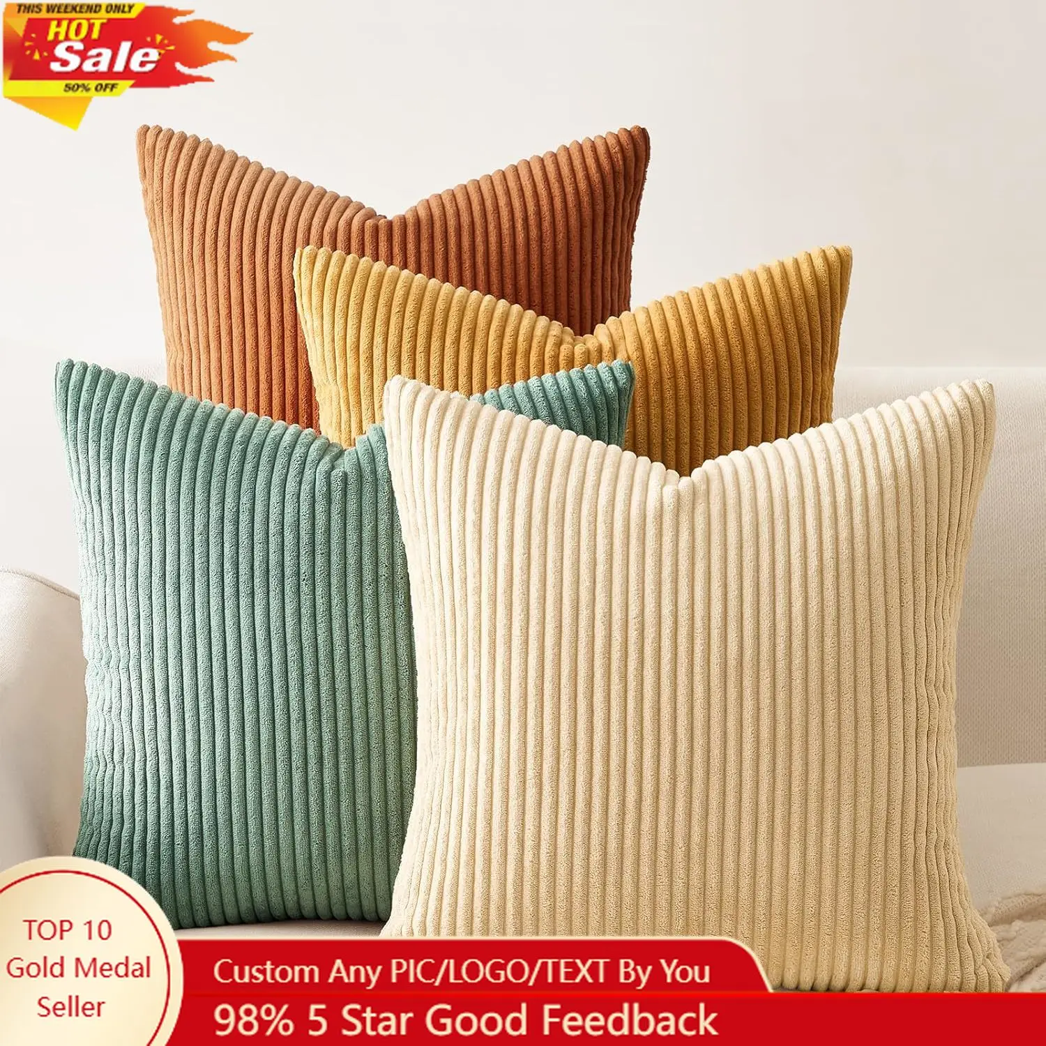 

Topfinel Decorative Throw Pillow Covers Cushion Cases, Set of 4 Soft Velvet Modern Double-Sided Designs, Mix and Match for Boho