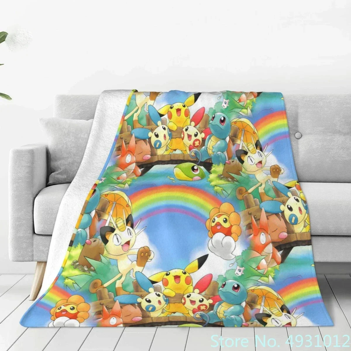 Anime Pokemon Pikachu Baby Blanket Sleeping Cover Throw for Bed Sofa Fleece Nap Blankets Boys Girls Children Kids Christmas Gift