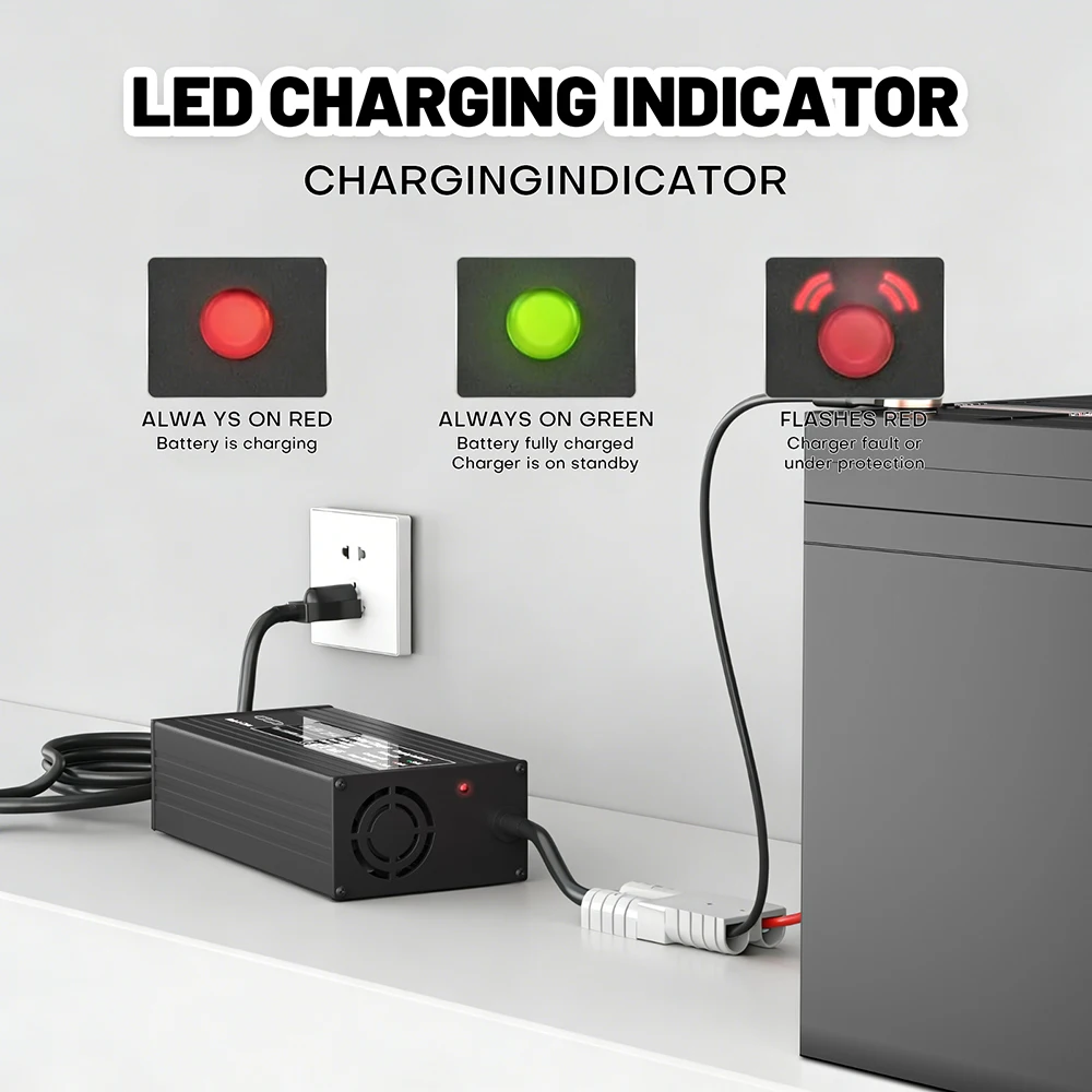 Ładowarka do akumulatorów litowych 12V 20A do akumulatorów LiFePO4 12V, inteligentna ładowarka AC-DC 14.6V do akumulatorów LiFePO4 4S o głębokim cyklu rozładowania do łodzi i kamperów. — zdjęcie produktu 6