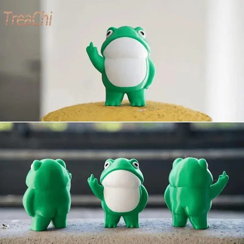 Rebel Frog Statue Erect Frog Middle Finger Frog Statue Small Frog Resin Tabletop Decoration