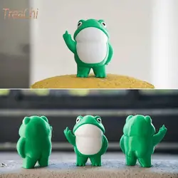 Estátua Rebel Frog para Decoração de Tabletop, Dedo Médio Erect Resin, Pequena Estátua