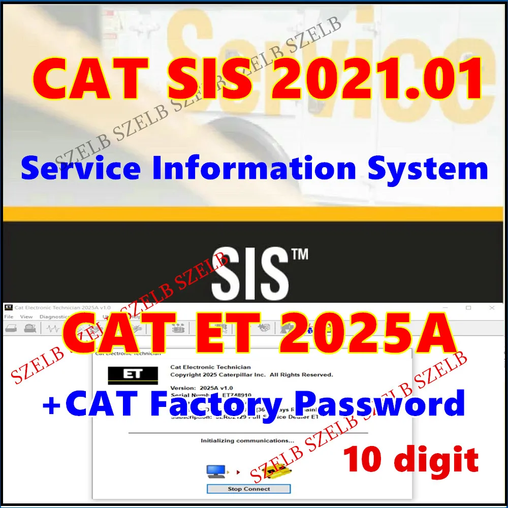 For Red Cat ET 2025A with CAT SIS 2021.01+ ET Factory Password Generator 10 Digits for Red Caterpillar Electronic Technician