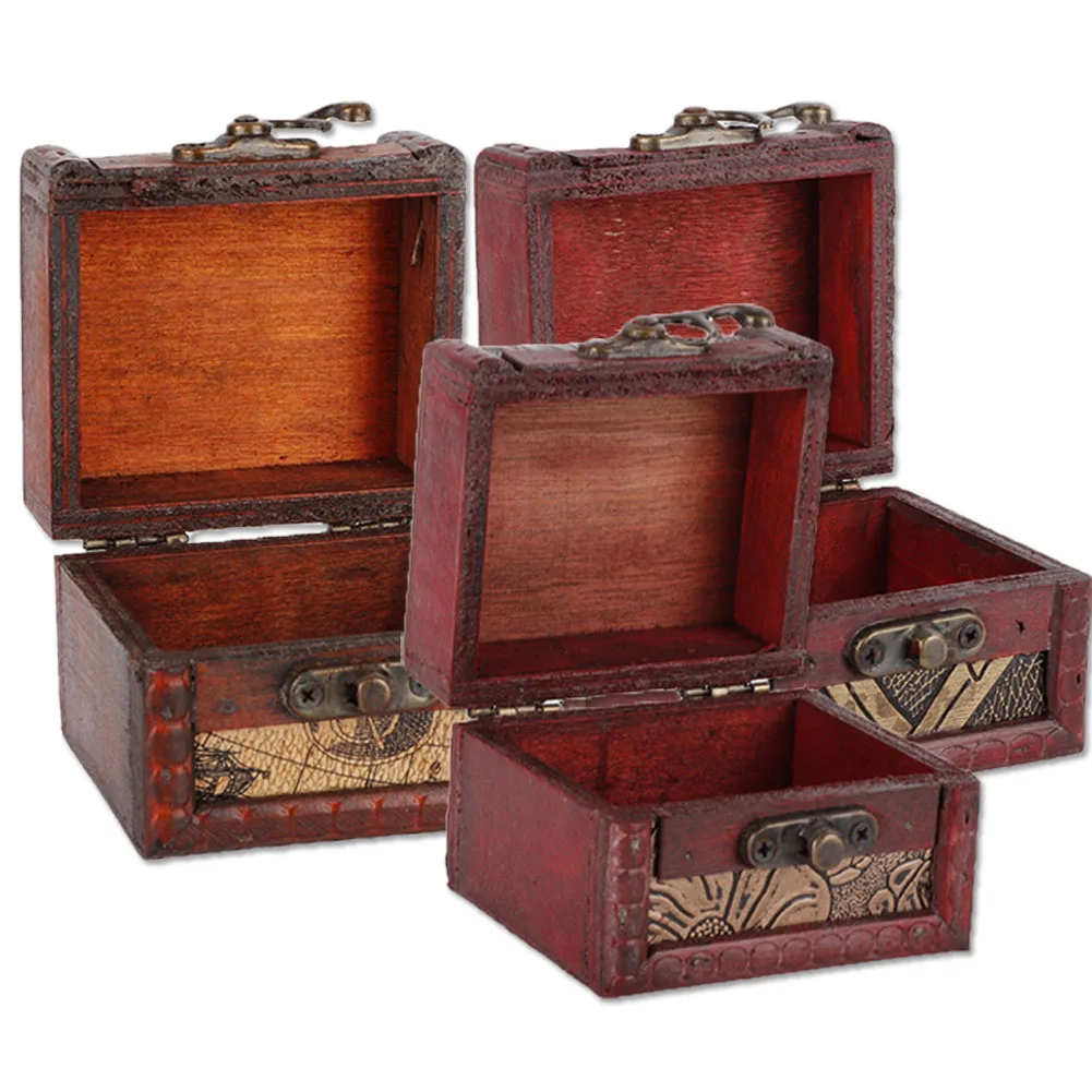 Storage Organizer Mini Vintage Handcraft Wooden Jewelry Box Container  Earring Storage Holder Storage Box