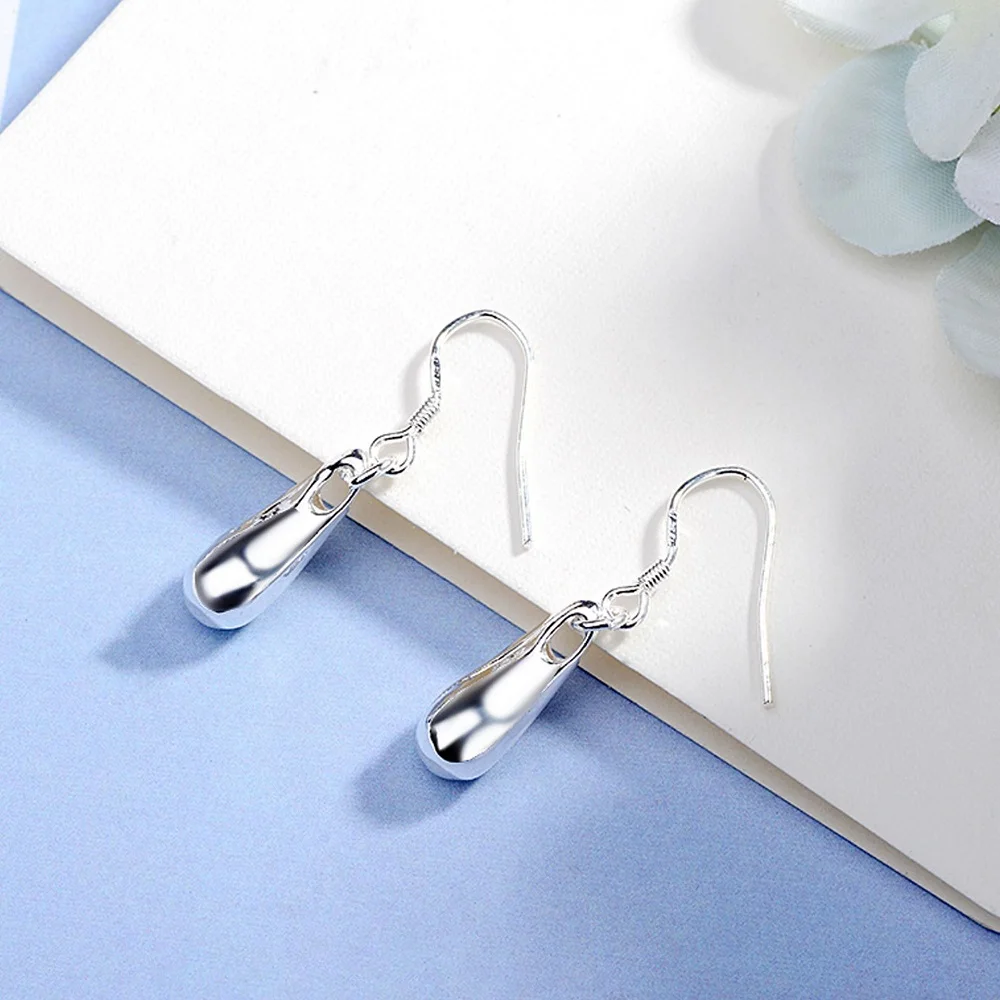 Hot Fashion high Quality 925 Sterling Silver charms Water drop earrings for women classic party wedding Jewelry Holiday gifts