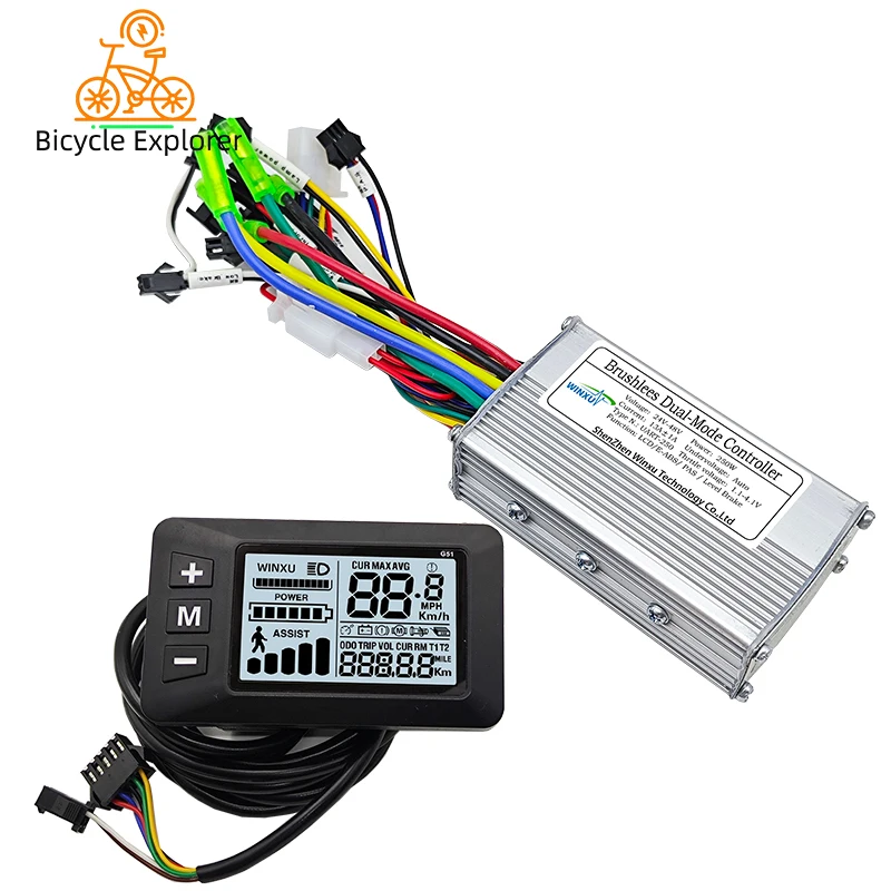 

24V 36V 48V 250W 350W E-bike Brushless Motor Drive Universal Controller G51 LCD Display Kit for Electric Scooter Bicycle Repair