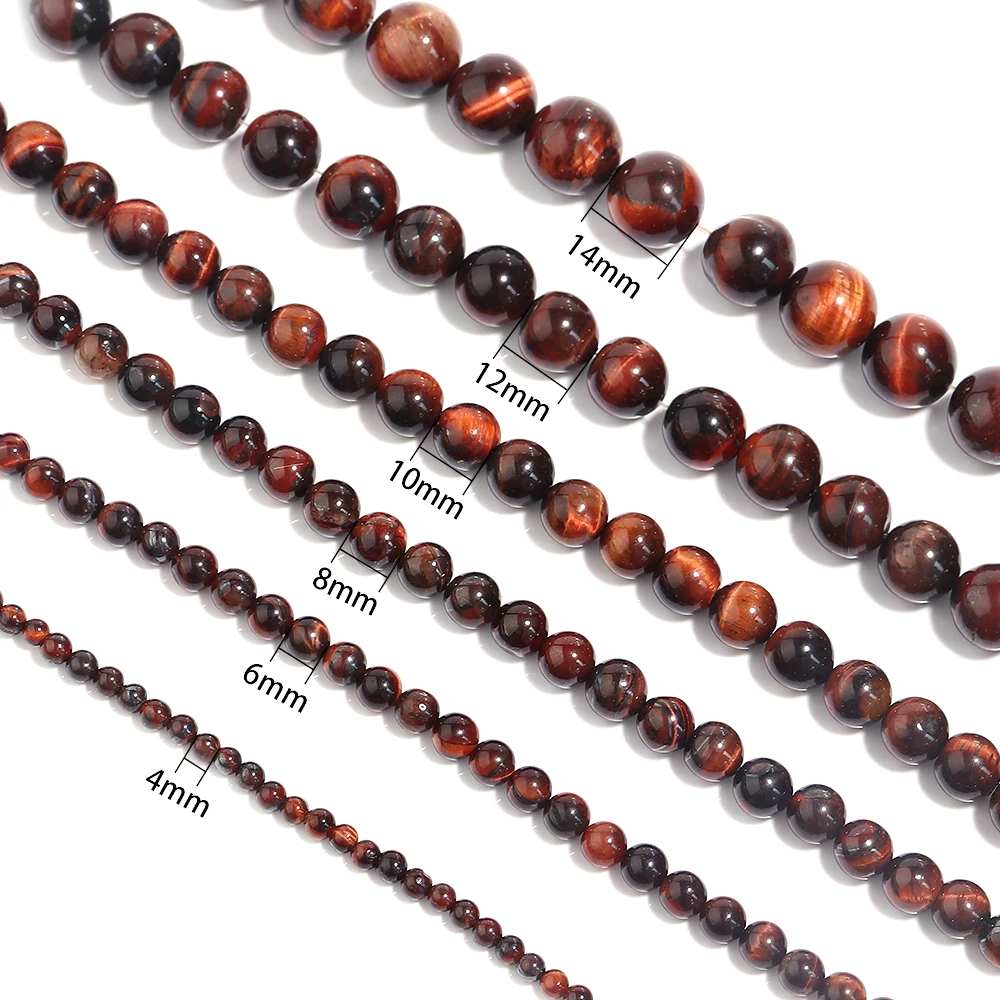 1 Strand Red Color Tiger Eye Beads Natural Stone Beads Round Loose Beads For Jewelry Making DIY Bracelets Necklace Accessories